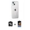 MARSİLYAN™- iPhone 14 Kılıf Yörünge Koleksiyonu - Siyah Buffer Hayalet Cam Ekran Koruyucu + PVD Metal Kamera Lens - YL