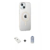 MARSİLYAN™- iPhone 14 Kılıf Yörünge Koleksiyonu - Siyah Joko Magic 5D Cam + Pembe Diamond Kamera Lens