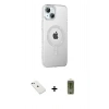 MARSİLYAN™- iPhone 14 Kılıf Yörünge Koleksiyonu - Siyah Joko Magic 5D Hayalet Cam + Diamond Kamera Lens - SABE