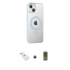MARSİLYAN™- iPhone 14 Kılıf Yörünge Koleksiyonu - Siyah Joko Magic 5D Hayalet Cam + Diamond Kamera Lens - PE