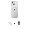 MARSİLYAN™- iPhone 14 Kılıf Yörünge Koleksiyonu - Siyah Joko Magic 5D Hayalet Cam + Diamond Kamera Lens - PE