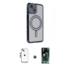 MARSİLYAN™- iPhone 14 Kılıf Zirve Doku Prime - Şeffaf 360 Full Body Arka Koruyucu + Shine Kamera Lens - GS