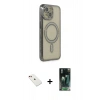 MARSİLYAN™- iPhone 14 Kılıf Zirve Doku Prime - Şeffaf 360 Full Body Arka Koruyucu + Diamond Kamera Lens - KI