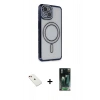 MARSİLYAN™- iPhone 14 Kılıf Zirve Doku Prime - Şeffaf 360 Full Body Arka Koruyucu + Diamond Kamera Lens - KI