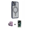 MARSİLYAN™- iPhone 14 Kılıf Zirve Doku Prime - Şeffaf 360 Full Body Arka Koruyucu + Raze Metal Kamera Lens - MR