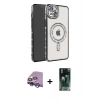 MARSİLYAN™- iPhone 14 Kılıf Zirve Doku Prime - Şeffaf 360 Full Body Arka Koruyucu + Raze Metal Kamera Lens - MR