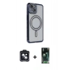 MARSİLYAN™- iPhone 14 Kılıf Zirve Doku Prime - Şeffaf 360 Full Body Arka Koruyucu + PVD Metal Kamera Lens - SH