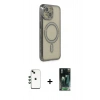 MARSİLYAN™- iPhone 14 Kılıf Zirve Doku Prime - Şeffaf 360 Full Body Arka Koruyucu + Shine Kamera Lens - YL
