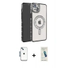 MARSİLYAN™- iPhone 14 Kılıf Zirve Doku Prime - Şeffaf Pasifik Cam Ekran Koruyucu + Shine Kamera Lens - MI