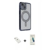 MARSİLYAN™- iPhone 14 Kılıf Zirve Doku Prime - Şeffaf Pasifik Cam Ekran Koruyucu + Diamond Kamera Lens - PE