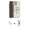 MARSİLYAN™- iPhone 14 Kılıf Zirve Doku Prime - Şeffaf Pasifik Cam Ekran Koruyucu + Diamond Kamera Lens - PE