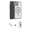 MARSİLYAN™- iPhone 14 Kılıf Zirve Doku Prime - Şeffaf Pasifik Cam Ekran Koruyucu + Diamond Kamera Lens - PE