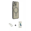 MARSİLYAN™- iPhone 14 Kılıf Zirve Doku Prime - Şeffaf Pasifik Cam Ekran Koruyucu + Diamond Kamera Lens - PE