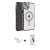 MARSİLYAN™- iPhone 14 Kılıf Zirve Doku Prime - Şeffaf Pasifik Cam Ekran Koruyucu + Diamond Kamera Lens - SABE