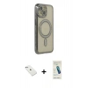 MARSİLYAN™- iPhone 14 Kılıf Zirve Doku Prime - Şeffaf Pasifik Cam Ekran Koruyucu + Diamond Kamera Lens - SABE