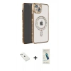 MARSİLYAN™- iPhone 14 Kılıf Zirve Doku Prime - Şeffaf Pasifik Cam Ekran Koruyucu + Diamond Kamera Lens - SABE