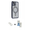 MARSİLYAN™- iPhone 14 Kılıf Zirve Doku Prime - Şeffaf Royal Nano Ekran Koruyucu + Diamond Kamera Lens - PE