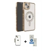 MARSİLYAN™- iPhone 14 Kılıf Zirve Doku Prime - Şeffaf Royal Nano Ekran Koruyucu + Shine Kamera Lens - GD