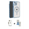 MARSİLYAN™- iPhone 14 Kılıf Zirve Doku Prime - Şeffaf Royal Nano Ekran Koruyucu + Shine Kamera Lens - GD