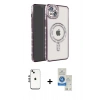 MARSİLYAN™- iPhone 14 Kılıf Zirve Doku Prime - Şeffaf Royal Nano Ekran Koruyucu + Shine Kamera Lens - GS