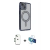 MARSİLYAN™- iPhone 14 Kılıf Zirve Doku Prime - Siyah 3D Antistatik Cam Ekran Koruyucu + Shine Kamera Lens - YL