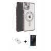 MARSİLYAN™- iPhone 14 Kılıf Zirve Doku Prime - Siyah 3D Antistatik Hayalet Cam Ekran Koruyucu + Diamond Kamera Lens - KI