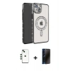 MARSİLYAN™- iPhone 14 Kılıf Zirve Doku Prime - Siyah 3D Antistatik Hayalet Cam Ekran Koruyucu + Shine Kamera Lens - YL