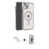 MARSİLYAN™- iPhone 14 Kılıf Zirve Doku Prime - Siyah Bilvis 3D Cam Ekran Koruyucu + Diamond Kamera Lens - KI