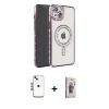 MARSİLYAN™- iPhone 14 Kılıf Zirve Doku Prime - Siyah Bilvis 3D Cam Ekran Koruyucu + Shine Kamera Lens - MI