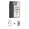 MARSİLYAN™- iPhone 14 Kılıf Zirve Doku Prime - Siyah Bilvis 3D Cam Ekran Koruyucu + Shine Kamera Lens - MI