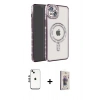 MARSİLYAN™- iPhone 14 Kılıf Zirve Doku Prime - Siyah Bilvis 3D Cam Ekran Koruyucu + Shine Kamera Lens - GS