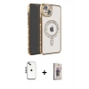 MARSİLYAN™- iPhone 14 Kılıf Zirve Doku Prime - Siyah Bilvis 3D Cam Ekran Koruyucu + Shine Kamera Lens - GS