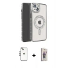 MARSİLYAN™- iPhone 14 Kılıf Zirve Doku Prime - Siyah Bilvis 3D Cam Ekran Koruyucu + Shine Kamera Lens - GS