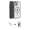 MARSİLYAN™- iPhone 14 Kılıf Zirve Doku Prime - Siyah Bilvis 3D Mat Cam Ekran Koruyucu + Diamond Kamera Lens - KI