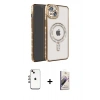 MARSİLYAN™- iPhone 14 Kılıf Zirve Doku Prime - Siyah Bilvis 3D Mat Cam Ekran Koruyucu + Shine Kamera Lens - GI