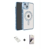 MARSİLYAN™- iPhone 14 Kılıf Zirve Doku Prime - Siyah Bilvis 3D Mat Cam Ekran Koruyucu + Sierra Blue Diamond Kamera Lens