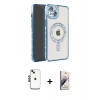 MARSİLYAN™- iPhone 14 Kılıf Zirve Doku Prime - Siyah Bilvis 3D Mat Cam Ekran Koruyucu + Shine Kamera Lens - SH