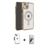 MARSİLYAN™- iPhone 14 Kılıf Zirve Doku Prime - Siyah Bilvis 3D Mat Cam Ekran Koruyucu + Shine Kamera Lens - SH