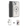 MARSİLYAN™- iPhone 14 Kılıf Zirve Doku Prime - Siyah Bilvis 3D Mat Cam Ekran Koruyucu + Shine Kamera Lens - SH