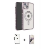 MARSİLYAN™- iPhone 14 Kılıf Zirve Doku Prime - Siyah Bilvis 3D Mat Cam Ekran Koruyucu + Shine Kamera Lens - SH