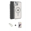MARSİLYAN™- iPhone 14 Kılıf Zirve Doku Prime - Siyah Bilvis 3D Mat Cam Ekran Koruyucu + Diamond Kamera Lens - YL