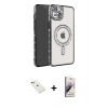 MARSİLYAN™- iPhone 14 Kılıf Zirve Doku Prime - Siyah Bilvis 3D Mat Cam Ekran Koruyucu + Diamond Kamera Lens - YL