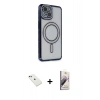 MARSİLYAN™- iPhone 14 Kılıf Zirve Doku Prime - Siyah Bilvis 3D Mat Cam Ekran Koruyucu + Diamond Kamera Lens - YL