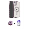 MARSİLYAN™- iPhone 14 Kılıf Zirve Doku Prime - Siyah Bilvis 5in1 3D Magic Cam Ekran Koruyucu + Kırmızı Raze Metal Kamera Lens