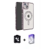 MARSİLYAN™- iPhone 14 Kılıf Zirve Doku Prime - Siyah Bilvis 5in1 3D Magic Cam Ekran Koruyucu + PVD Metal Kamera Lens - MI