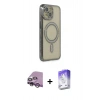 MARSİLYAN™- iPhone 14 Kılıf Zirve Doku Prime - Siyah Bilvis 5in1 3D Magic Cam Ekran Koruyucu + Mor Raze Metal Kamera Lens