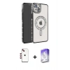 MARSİLYAN™- iPhone 14 Kılıf Zirve Doku Prime - Siyah Bilvis 5in1 3D Magic Cam Ekran Koruyucu + Shine Kamera Lens - KI