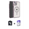 MARSİLYAN™- iPhone 14 Kılıf Zirve Doku Prime - Siyah Bilvis 5in1 3D Magic Cam Ekran Koruyucu + Siyah PVD Metal Kamera Lens
