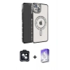 MARSİLYAN™- iPhone 14 Kılıf Zirve Doku Prime - Siyah Bilvis 5in1 3D Magic Cam Ekran Koruyucu + Siyah PVD Metal Kamera Lens
