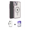 MARSİLYAN™- iPhone 14 Kılıf Zirve Doku Prime - Siyah Bilvis 5in1 3D Magic Cam Ekran Koruyucu + Shine Kamera Lens - SH